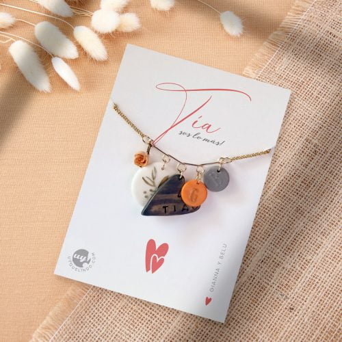 Regalos para tias, collar personalizado con inicial y charms