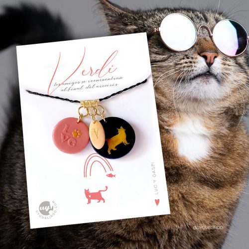 Collier Pet Lover avec pendentif chat, Modèle PV12
