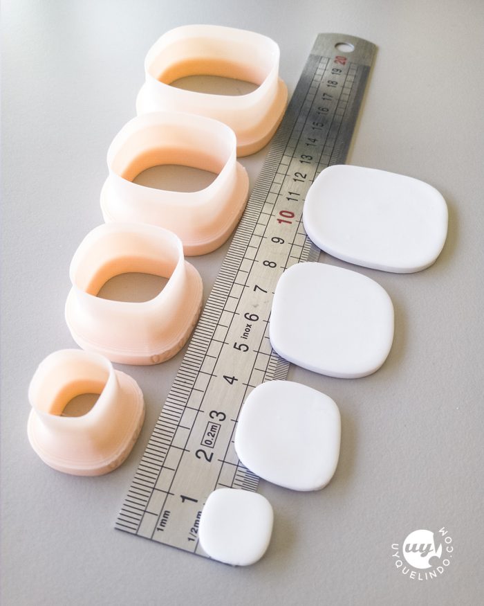 Organic square cutter for polymer clay in 4 sizes