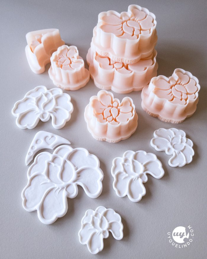 Set of Rose-shaped Polymer Clay Cutters in 5 Sizes